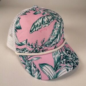 MILLYMOOK Girls Pink Tropical Leaf Print Trucker Hat Mesh‎ Back Adjustable